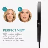 Oglinda cosmetica rotativa Navaris, 2x marire, pentru masa machiaj, 19.3x18 cm, negru, sticla/otel