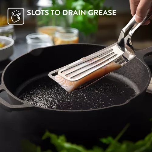 Set spatula si cleste pentru peste Navaris, 30 cm, din otel inoxidabil, 60458.01