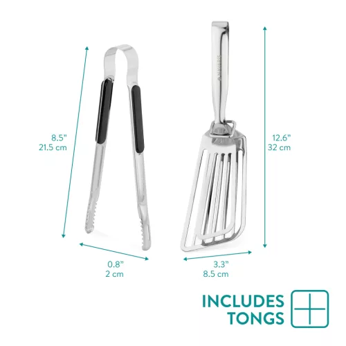Set spatula si cleste pentru peste Navaris, 30 cm, din otel inoxidabil, 60458.01