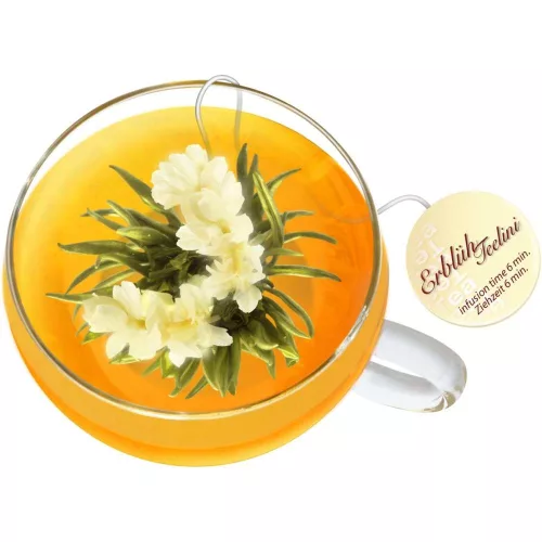 Set cadou ceai infloritor Creano ErbluhTeelini, 12 bile, 4 sortimente, alb, cutie lemn