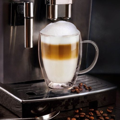 Set 4 cani termice Creano cu maner, 250 ml, sticla borosilicata, perete dublu