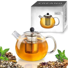   Ceainic din sticla Creano, 1 L, cu sita din inox si capac, pentru ceai vrac