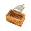 Razatoare pentru branza tare cu cutie colectare, lemn maslin + inox, 11x7x6 cm