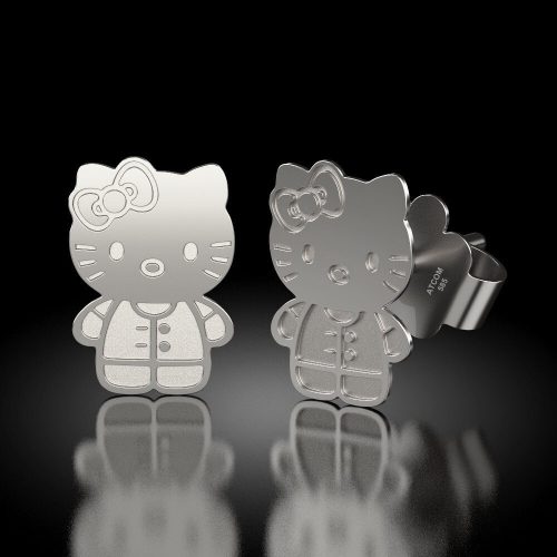 Cercei din argint model Hello Kitty
