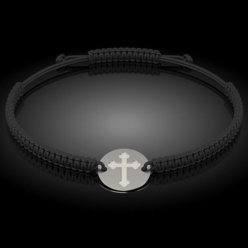 Bratara din argint cu snur impletit model Ortodox 01