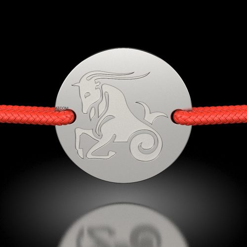 Bratara din argint cu snur rosu model Capricorn