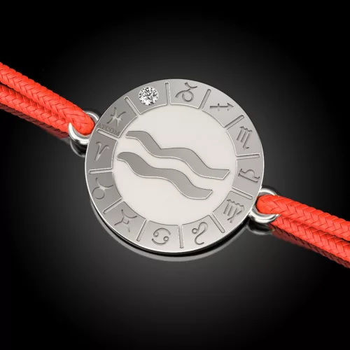 Bratara din argint cu snur rosu model Aquarius